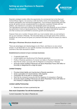 Setting up your Business in Rwanda Issues to consider