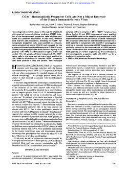 CD34` Hematopoietic Progenitor Cells Are Not a Major Reservoir of