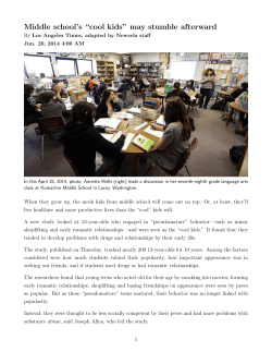 Middle school`s &ldquo;cool kids&rdquo; may stumble afterward