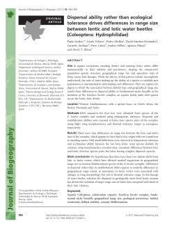 Dispersal ability rather than ecological tolerance drives differences