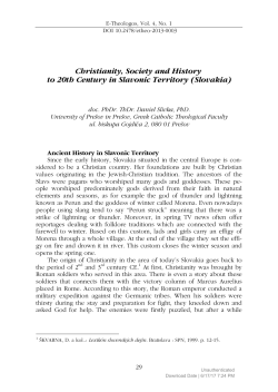 Christianity, Society and History to 20th Century in Slavonic Territory