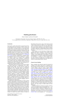 Modeling paleoclimates - UO Geography