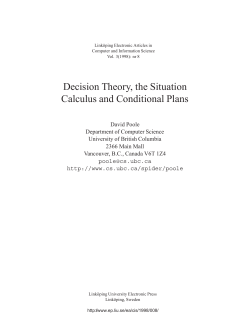 Decision Theory, the Situation Calculus and Conditional Plans