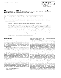 Monolayers of diblock copolymer at the air