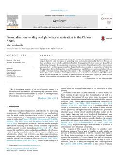 Financialization, totality and planetary urbanization in the Chilean