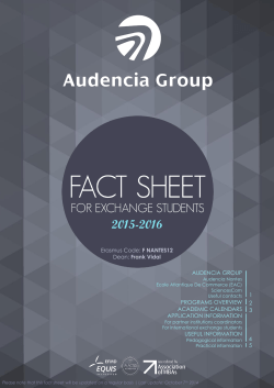 AUDENCIA GROUP PROGRAMS OVERVIEW ACADEMIC
