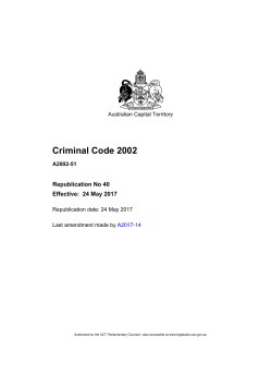 Criminal Code 2002 - ACT Legislation Register