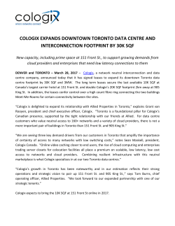 cologix expands downtown toronto data centre and interconnection