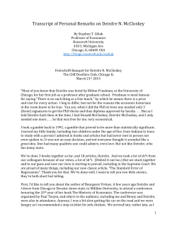 Deirdre McCloskey festschrift