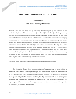 A POETICS OF THE LOGOS IN T. S. ELIOT`S POETRY