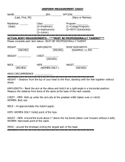 UNIFORM MEASUREMENT CHART
