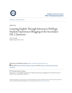 Student Experiences Blogging in the Secondary ESL Classroom