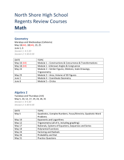 Regents Review Course Topic Schedule 2016
