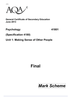 GCSE Psychology Mark scheme Unit 01 - Making Sense of