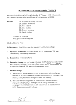 Minutes, Council, 2017-02-01 - Hunsbury Meadows Parish Council