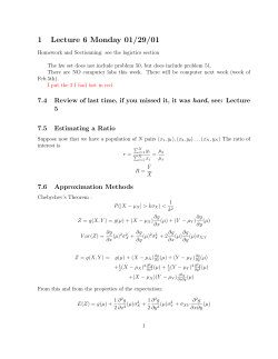 1 Lecture 6 Monday 01/29/01