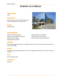 Anaheim at a Glance