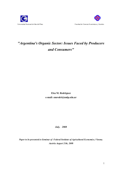"Argentina`s Organic Sector: Issues Faced by Producers and