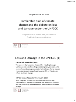 Intolerable risks of climate change and the debate on loss and
