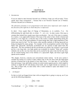 1 CHAPTER 10 ROCKET MOTION 1. Introduction If you are asked to