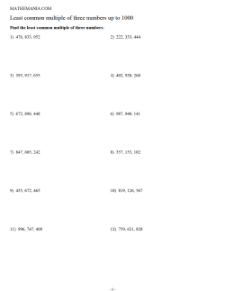 Least common multiple of three numbers up to 1000