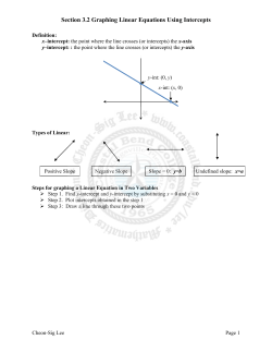 Section 3.2 Graphing Linear Equations Using Intercepts