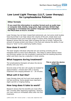 (LLLT, Laser therapy) for Lymphoedema Patients