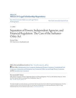 Separation of Powers, Independent Agencies, and Financial