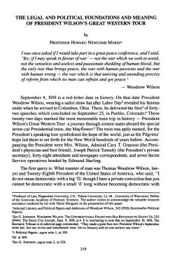 Legal and Political Foundations and Meaning of President Wilson`s