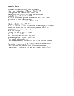 Speak. No Silence. poem - Drew Hildebrand Teen Benefit Fund