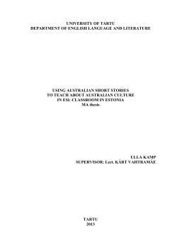 university of tartu department of english language and literature