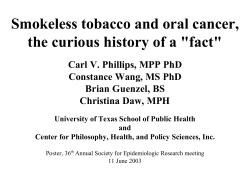 Smokeless tobacco and oral cancer, the curious history of a "fact".