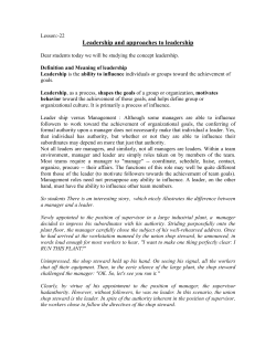 Leadership and approaches to leadership