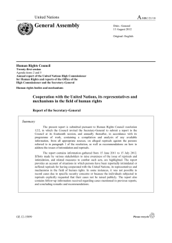 Cooperation with the United Nations, its representatives