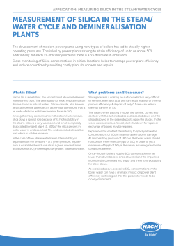 MEASUREMENT OF SILICA IN THE STEAM/ WATER CYCLE AND