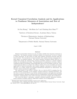 Kernel Canonical Correlation Analysis and its Applications to