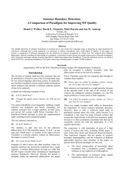 Sentence boundary detection: a comparison of paradigms for