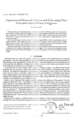 Separation and Removal oi Faeces and Urine using Filter Nets