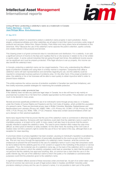 Living off fame: protecting a celebrity`s name as a trademark in