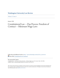 Freedom of Contract&mdash;Minimum Wage Laws