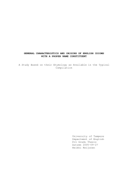 GENERAL CHARACTERISTICS AND ORIGINS OF