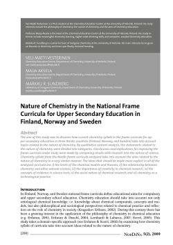 Nature of Chemistry in the National Frame