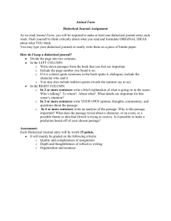 Animal Farm Dialectical Journal Assignment As we read Animal