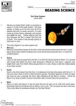 1 Our Solar System Lexile 650L 1 2 3 4 5 6 We live on planet Earth