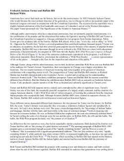 Frederick Jackson Turner and Buffalo Bill