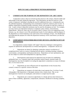 1 HOW TO TAKE A PERCIPIENT WITNESS DEPOSITION I