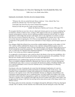 The Dissonance of a Non-Jew Opening the Aron Kodesh/the Holy Ark