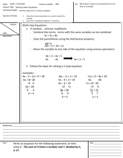 Multi-step Equations - Bremerton School District