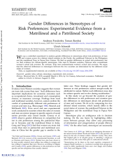 Gender Differences in Stereotypes of Risk