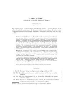 STRING TOPOLOGY BACKGROUND AND PRESENT STATE “One